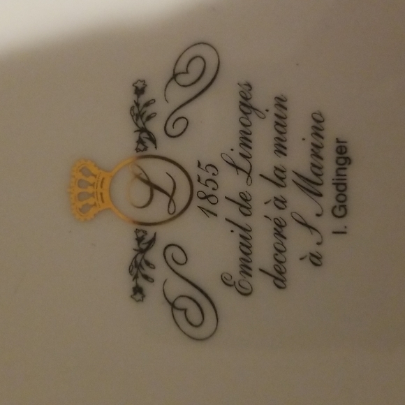 1855 Email de Limoges I. Godinger Fruit Still Life Porcelain Plate 7.5" - Picture 3 of 4